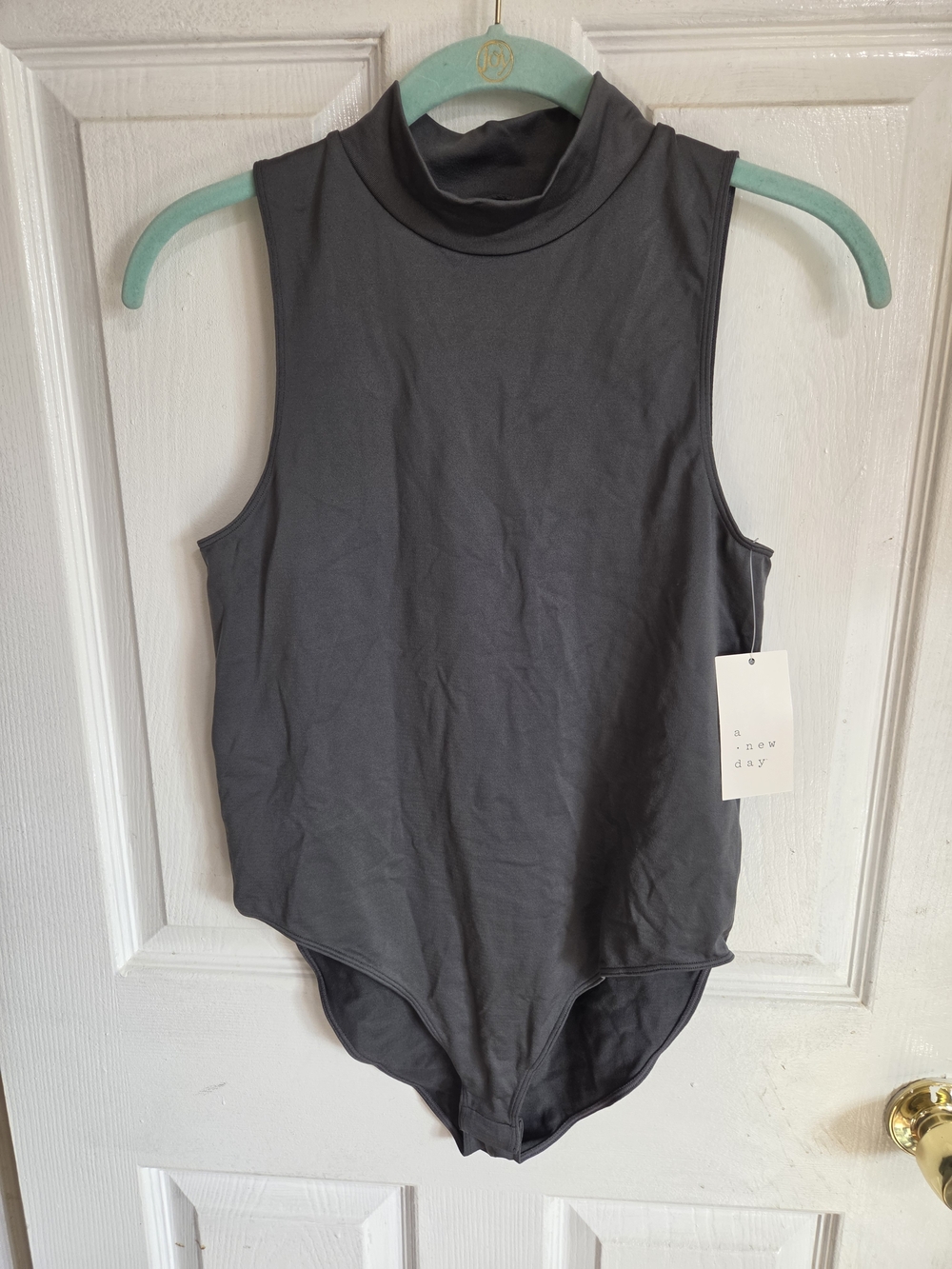 a new day Charcoal Mock Neck Sleeveless Bodysuit